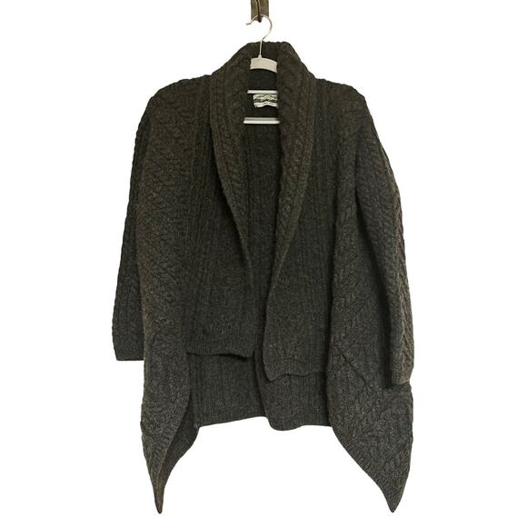 Aran Crafts Wool Cardigan Sweater •S• Irish Ireland Open Front Cable Fisherman - Picture 5 of 11